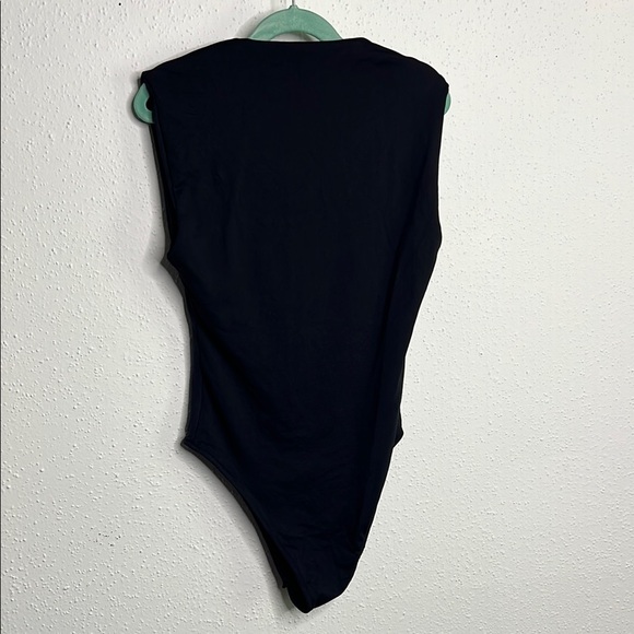 Zara Black Asymmetrical Cut Out Bodysuit - Picture 4 of 5